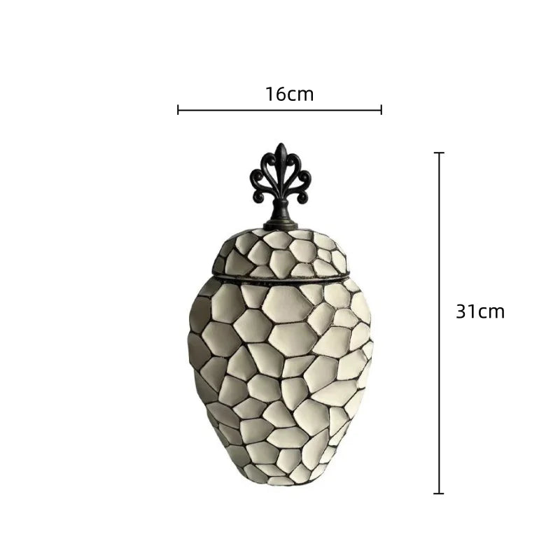 DecorBites™ Geometric Diamond Check Ceramic Vase: Home Decor Floral Arrangement & Accessories