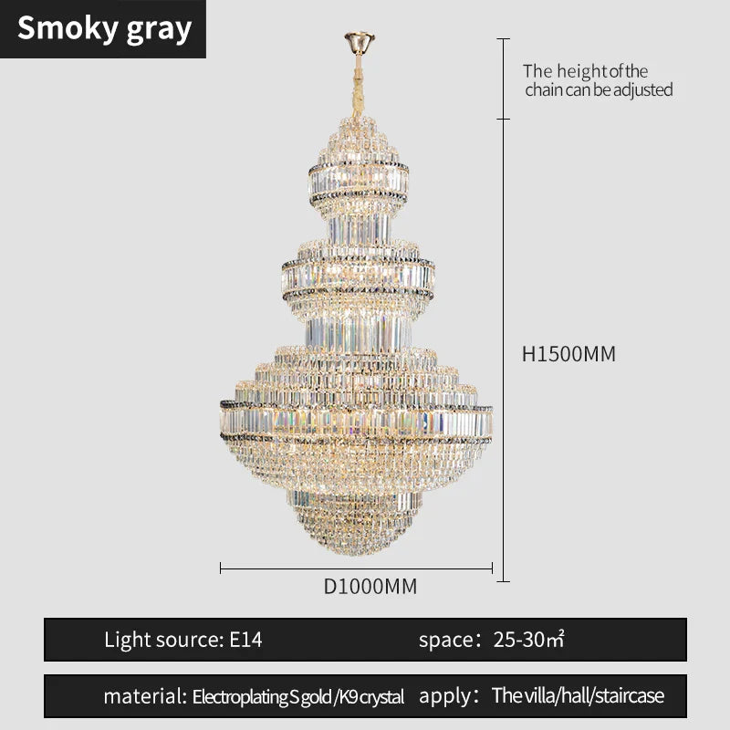 DecorBites™ Crystal Villa Chandelier: Luxe European Duplex Hall Lighting - Elegant Living Room Decor