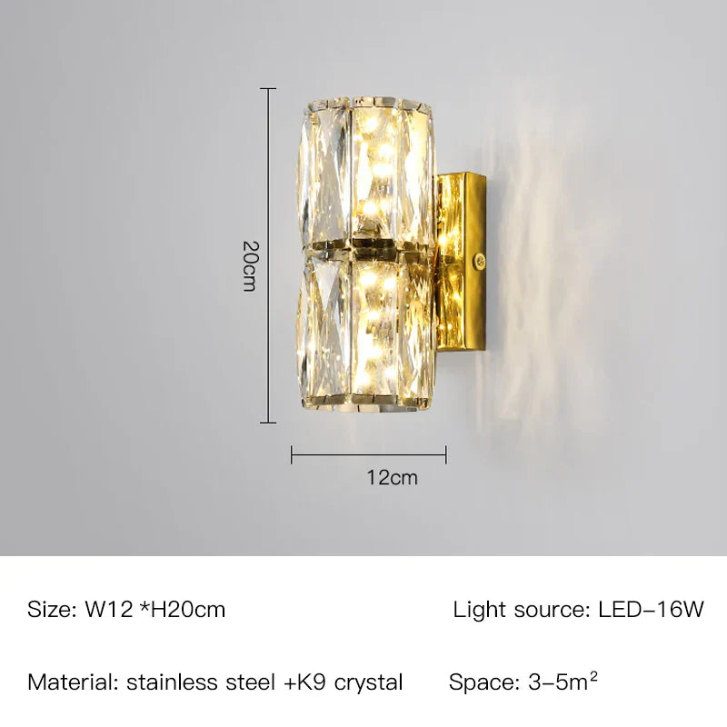 DecorBites™ Applique Murale en Cristal : Design Nordique LED Luxe, Or/Chrome Artistique pour Salon, Chambre à Coucher
