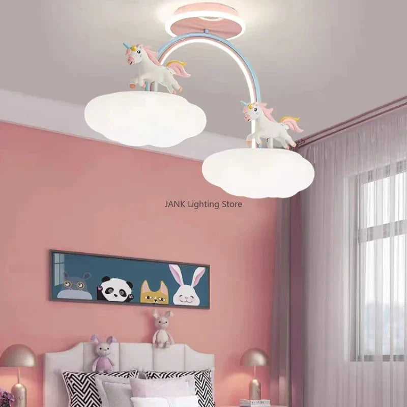 DecorBites™ مصباح سقف بتصميم سحابة يونيكورن كرتونية لغرفة الأطفال لحماية العين