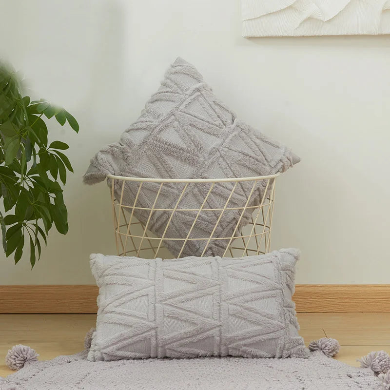 DecorBites™ Embroidered Diamond Cushion Cover for Modern Living Room Decor