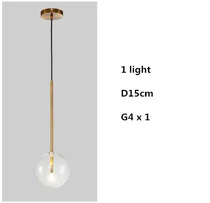 DecorBites™ Clear Glass Globe LED Pendant Chandelier for Dining Room and Living Room