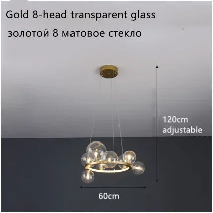 DecorBites™ Glass Ball LED Chandelier: Modern Nordic Style for Living, Dining, Kitchen, Study