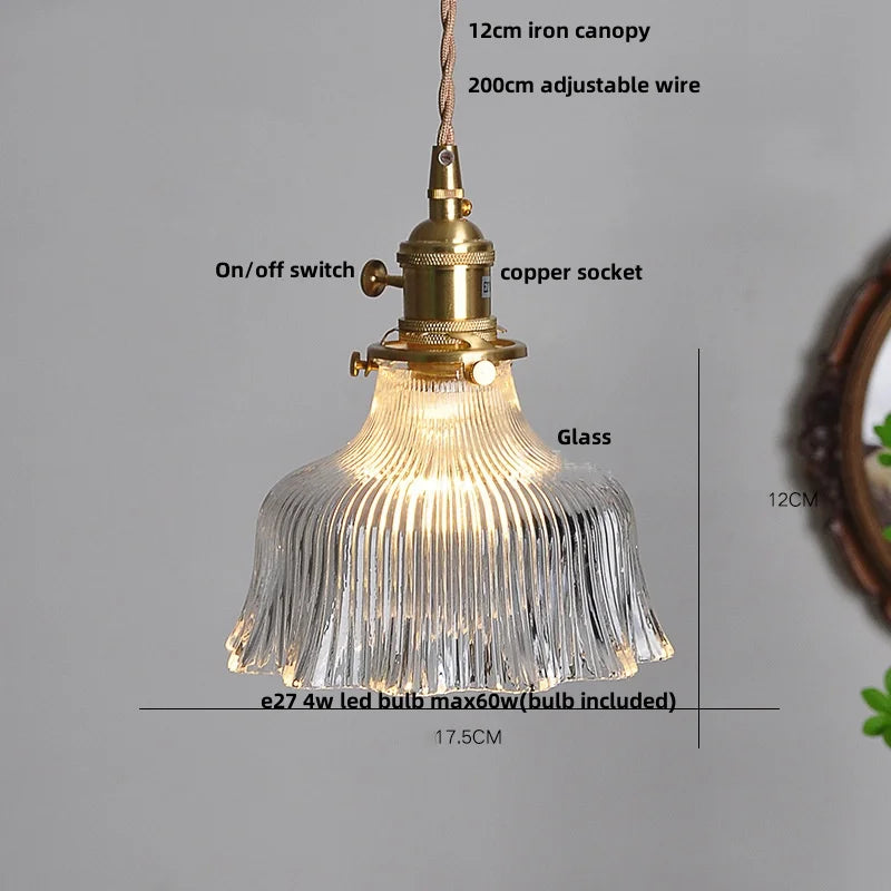 DecorBites™ Amber Glass LED Pendant Lamp with Walnut Wood Accent - Modern Nordic Hanging Light