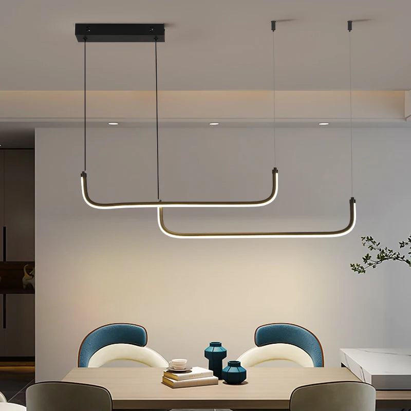Modern Gold Linear LED Pendant Light