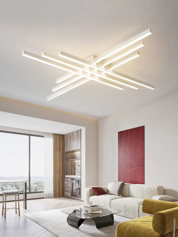 DecorBites™ Black Chandelier LED Ceiling Lamp: Nordic Minimalist Square Living Room & Bedroom Lights