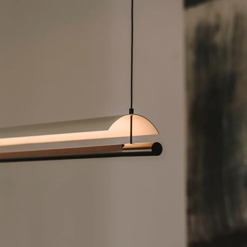 Wabi-Sabi Black Metal Acrylic Strip Pendant Light