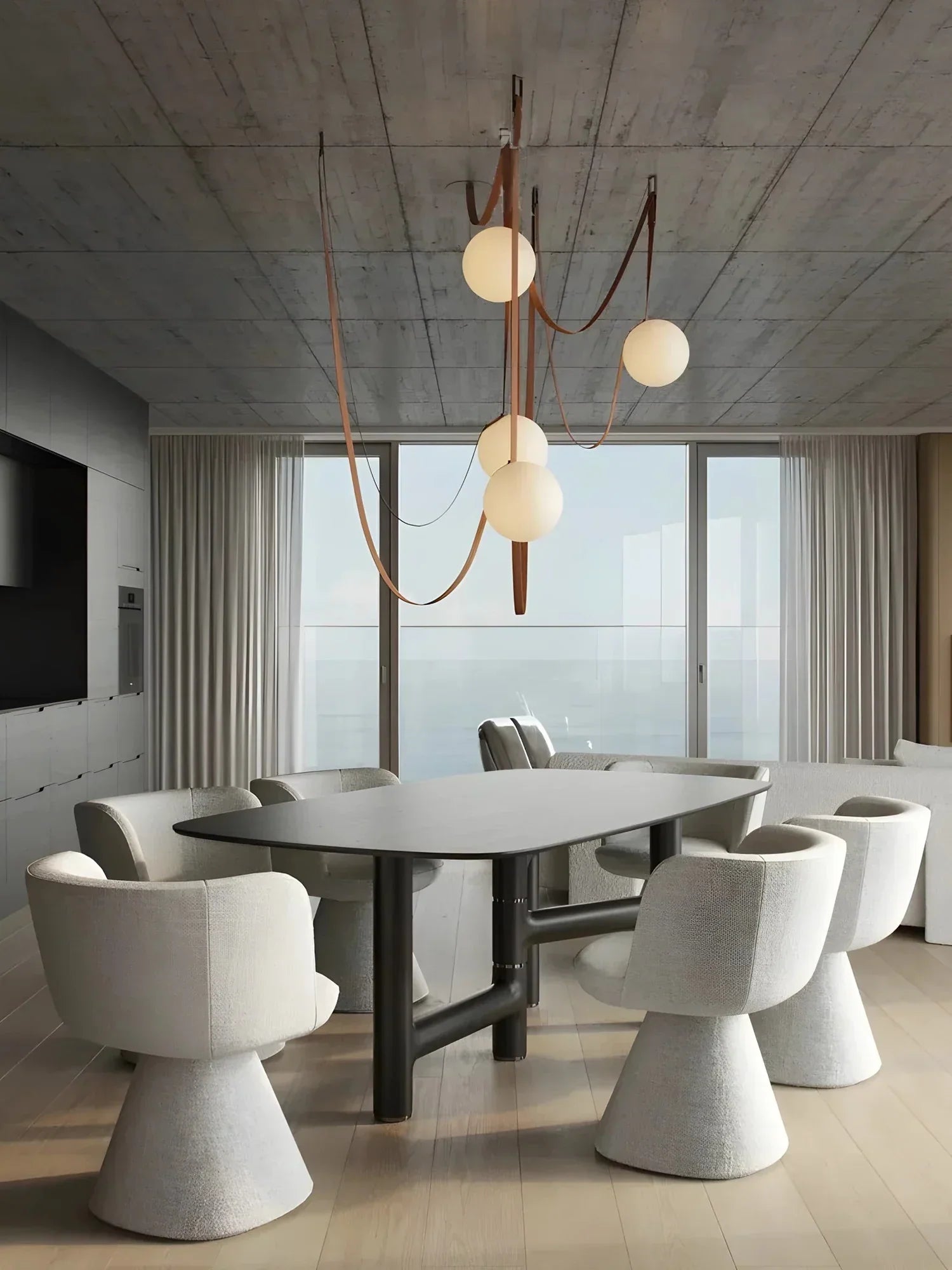 مصباح معلق DecorBites™ Leather Glass Ball لغرفة المعيشة، بتركيب حزام قابل للتعديل يمكنك تصنيعه بنفسك