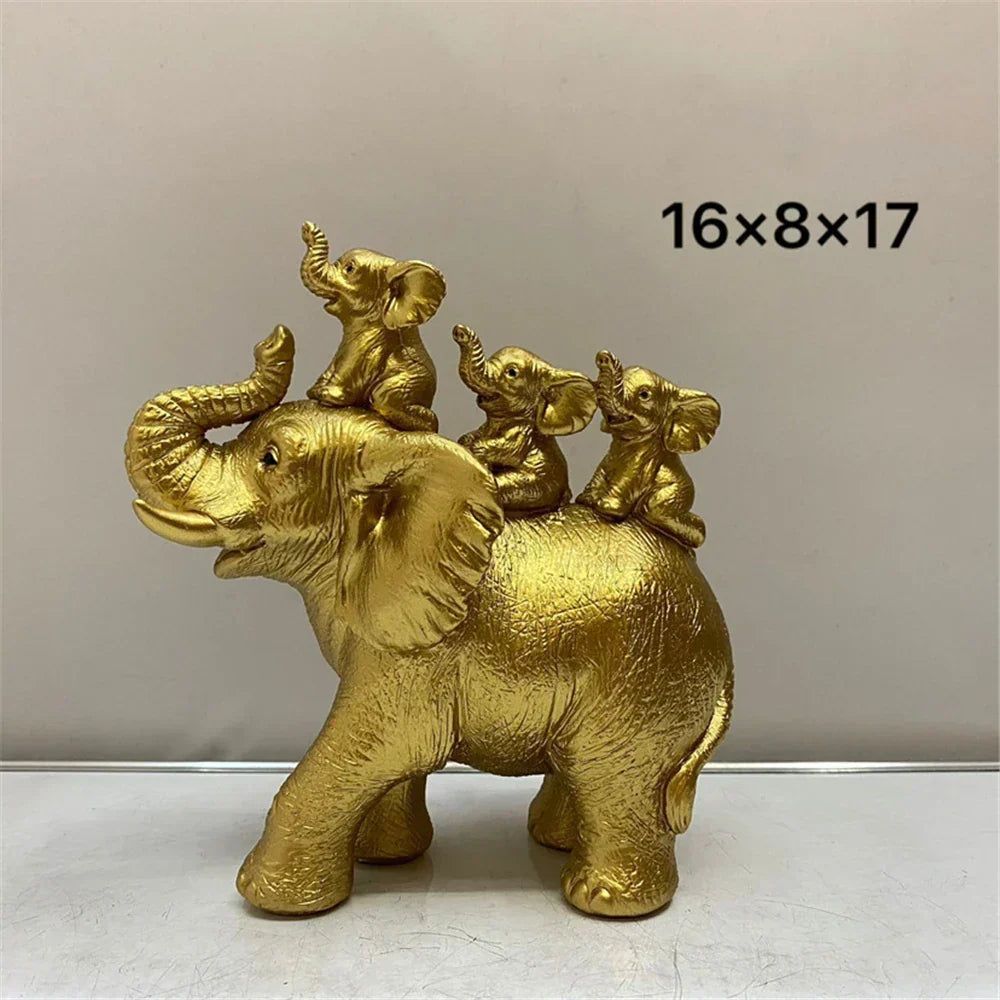 DecorBites™ Elephant Family Figurine Resin Calf Kids Miniature Ornament Decoration