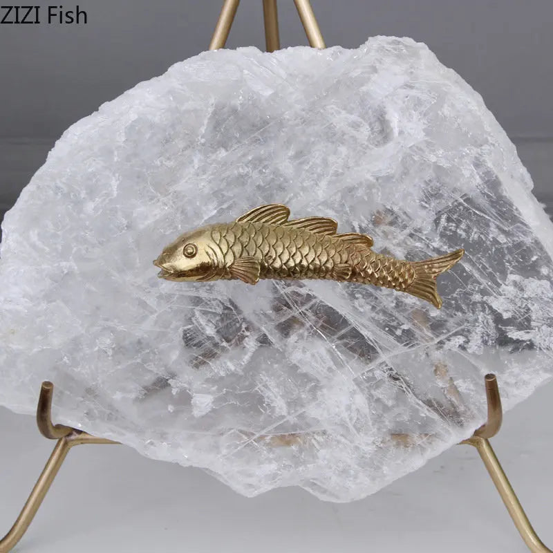 حلية كريستالية على شكل سمكة ذهبية من DecorBites™ لتزيين المنزل، تمثال معدني