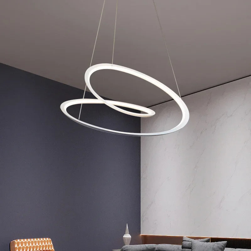 ثريا Kepler LED مستديرة من DecorBites™ لديكور غرفة المعيشة، مصباح معلق أبيض