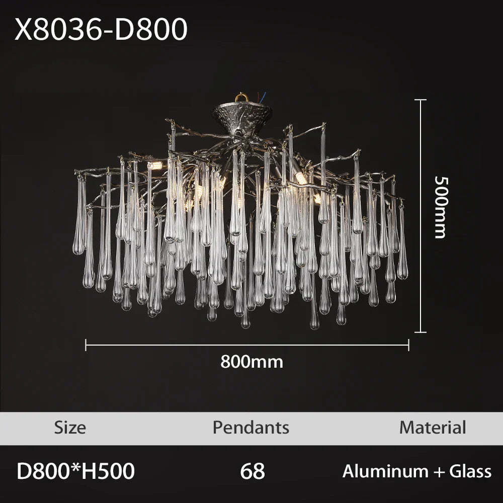 ثريا سقف LED كريستالية على شكل غصن DecorBites™ باللون الذهبي/الأسود لغرفة الطعام والبهو