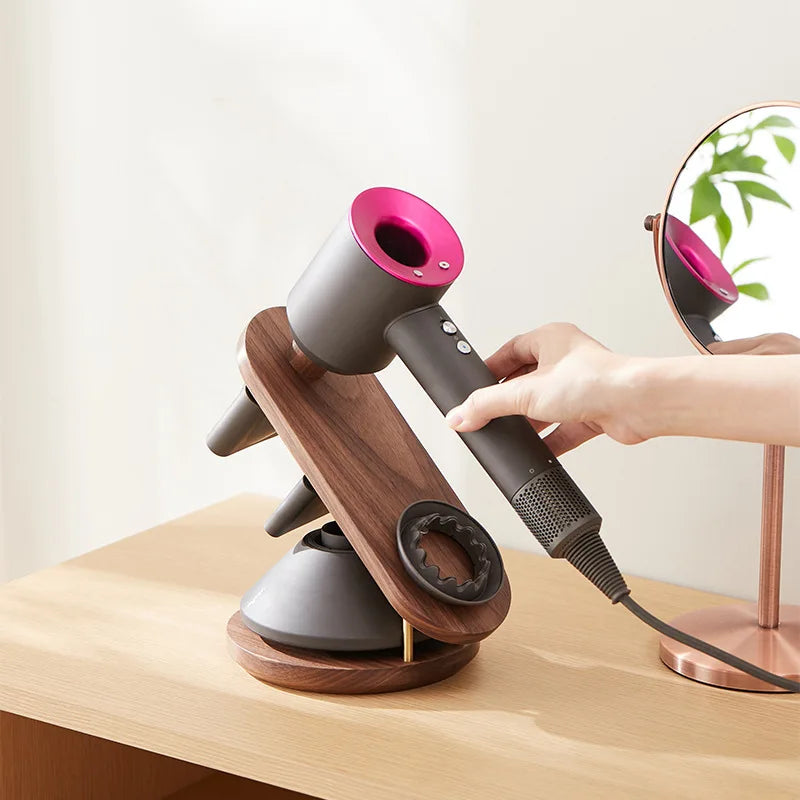 حامل مجفف الشعر DecorBites™ لمجفف شعر Dyson Supersonic - رف حمام من خشب الزان والجوز