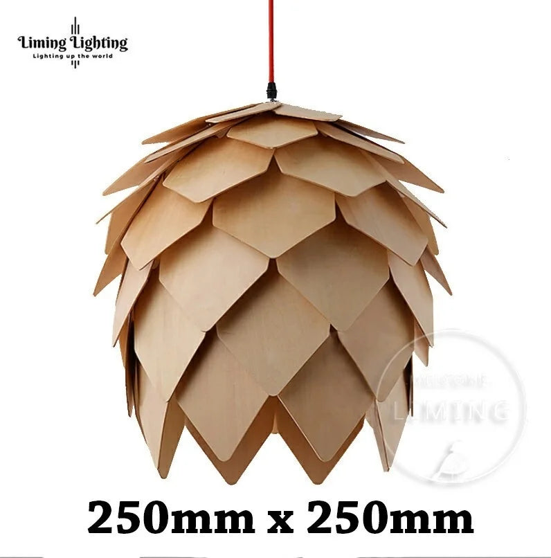 Nordic Oak Pinecone Wood Pendant Light