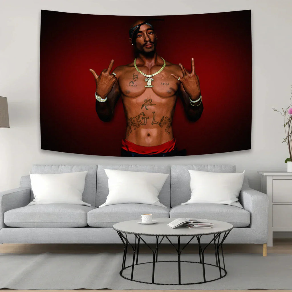 DecorBites™ 2Pac Tapestry Hip-Hop Style Wall Hanging for Home Décor and Dormitory