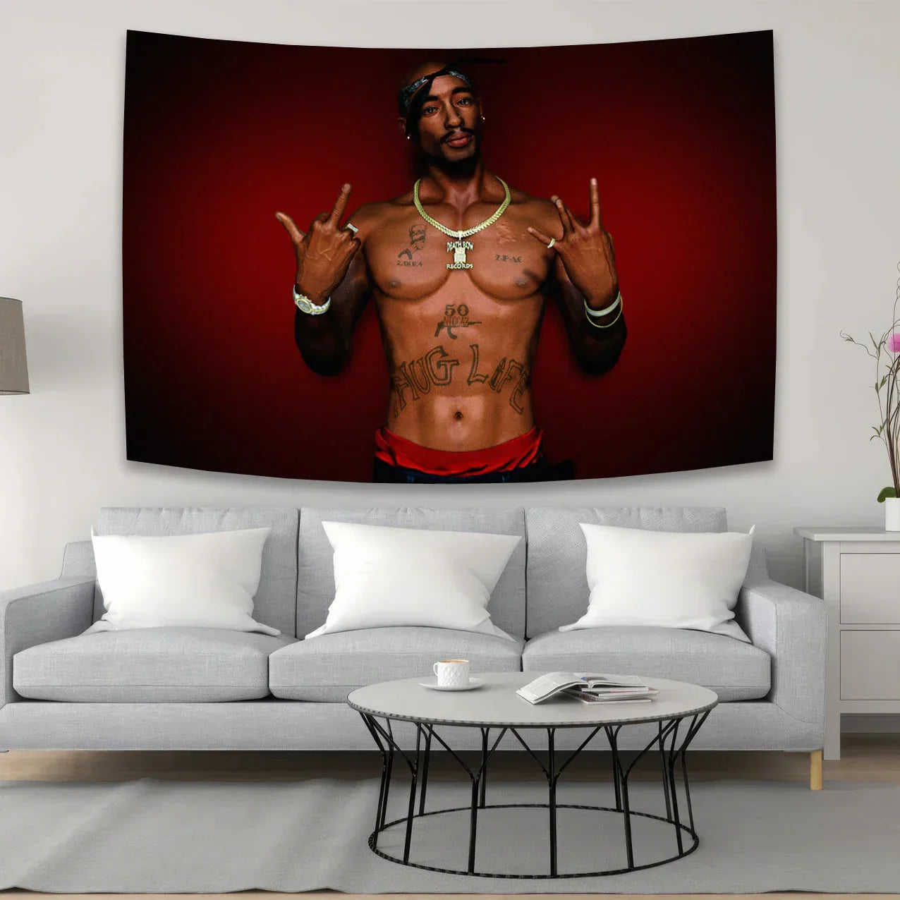 DecorBites™ 2Pac Tapestry Hip-Hop Style Wall Hanging for Home Décor and Dormitory