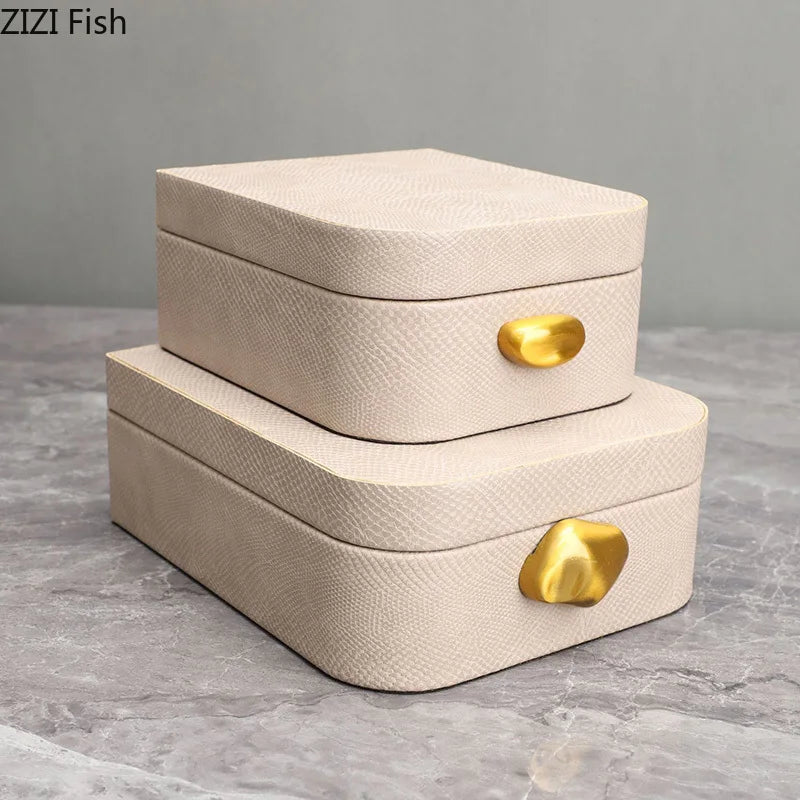 صندوق مجوهرات DecorBites™ الجلدي: ديكور أنيق لطاولة الزينة ووعاء تخزين