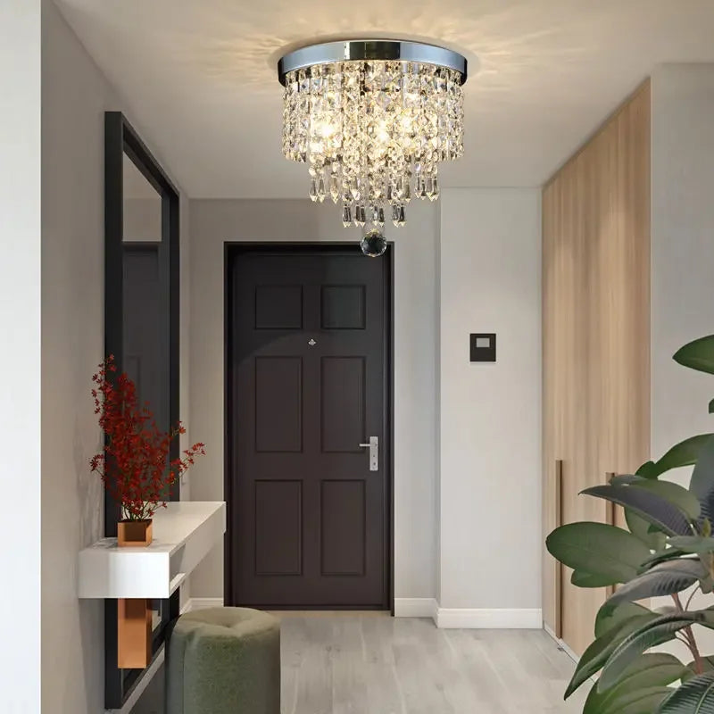 DecorBites™ ثريا كريستال للسقف: إضاءة LED فاخرة لغرفة المعيشة والردهة والشرفة