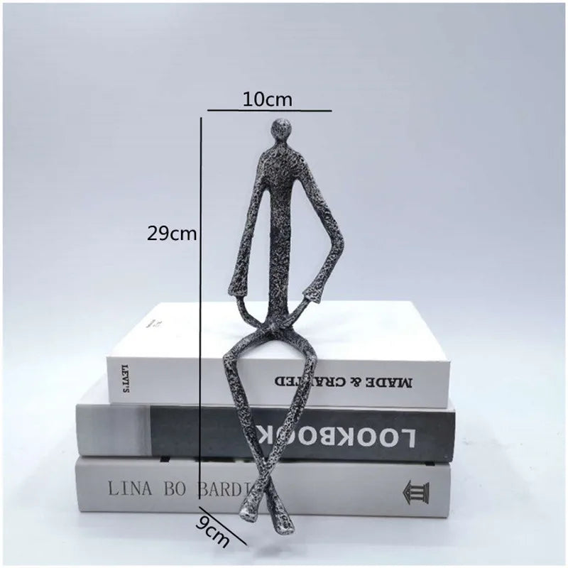 DecorBites™ Abstract Metal Human Sculpture Cast Iron Black Person Desktop Ornament