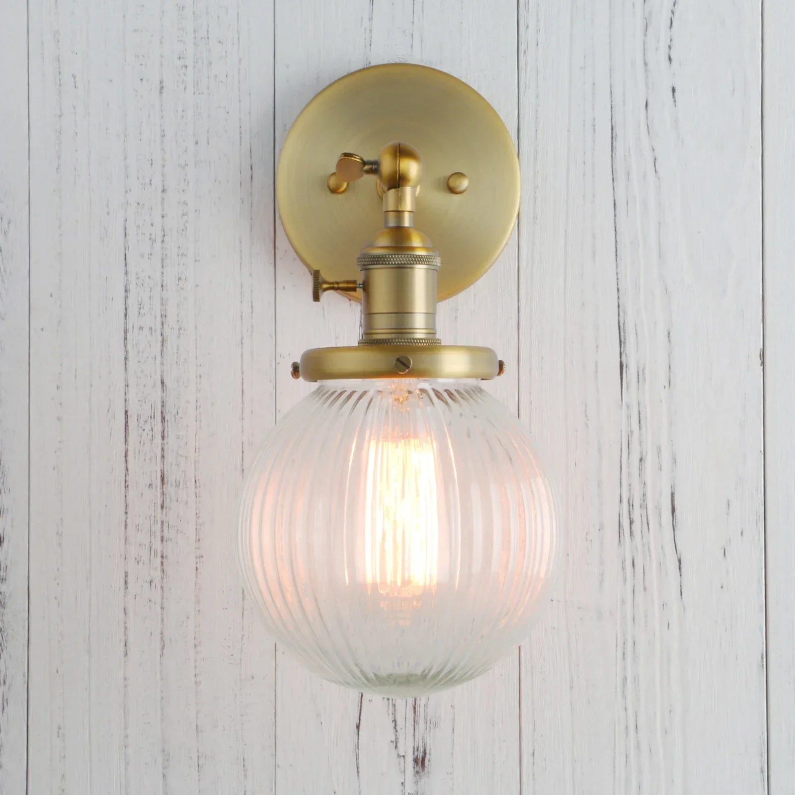 DecorBites™ Industrial Ribbed Glass Wall Sconces for Kitchen Living Room Bedroom