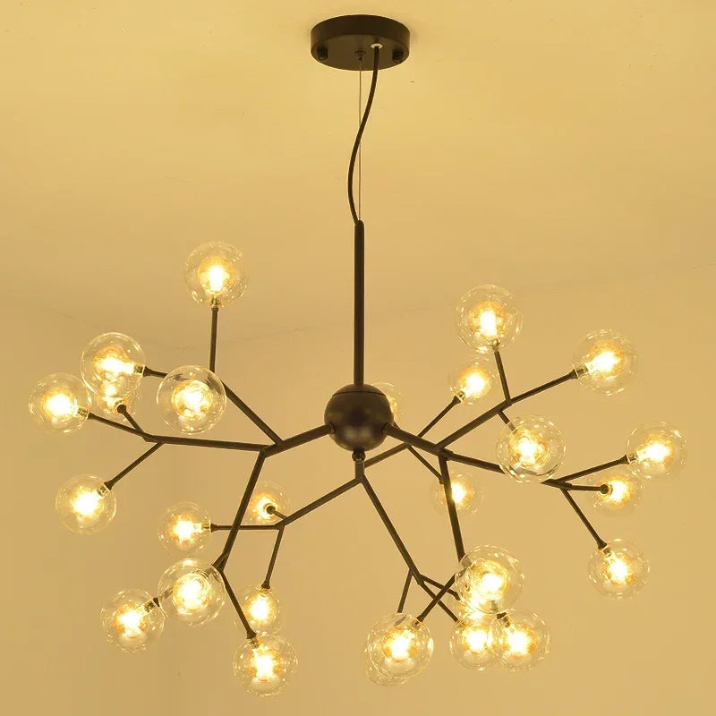 DecorBites™ Heracleum Firefly Glass Round Ball Chandelier - Luxury Staircase Dining Room Lighting