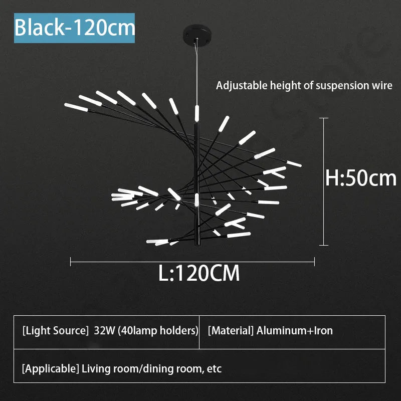 مصباح قلادة سقف الألعاب النارية LED من DecorBites™ - ديكور غرفة فاخر وعصري قابل للتعتيم