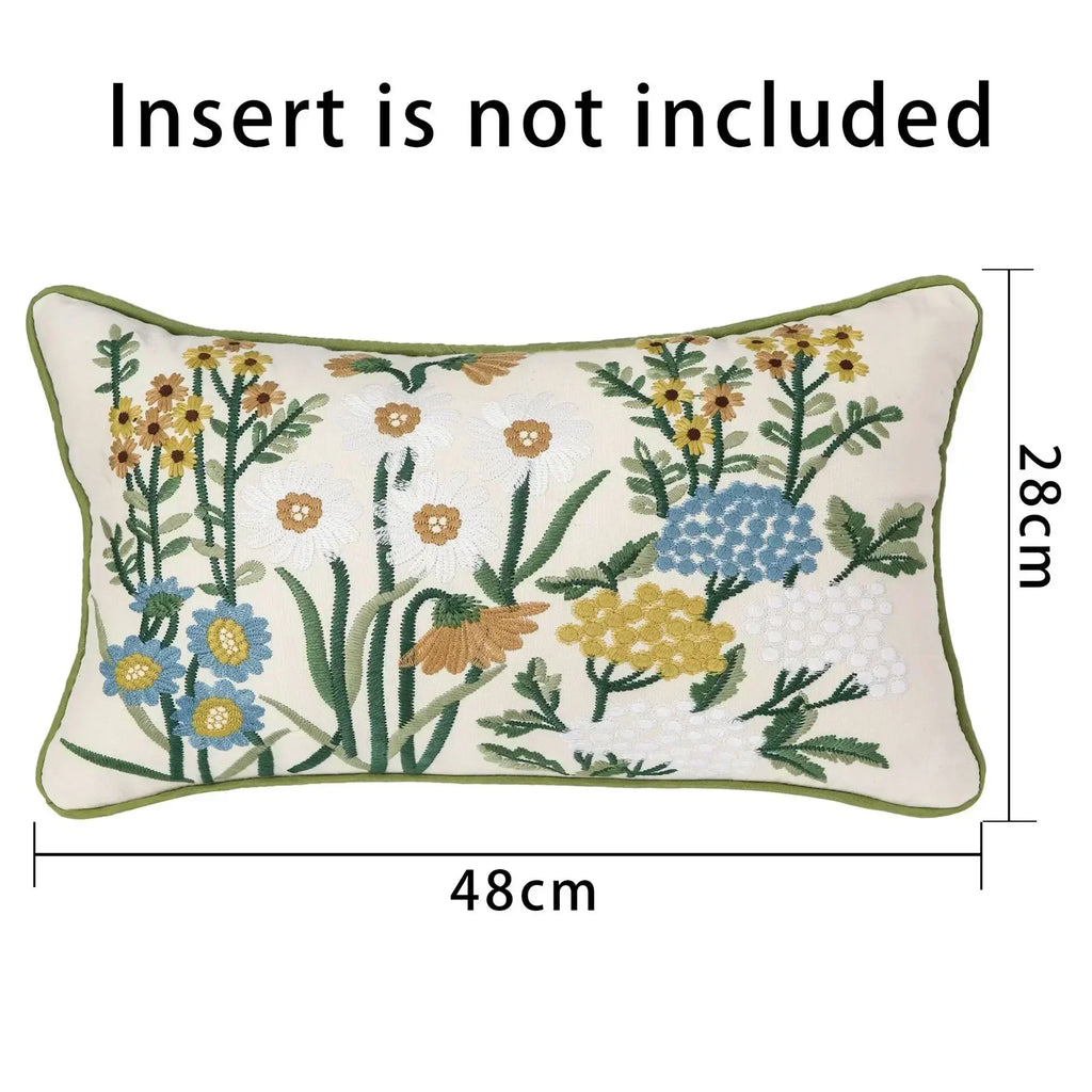DecorBites™ 3D Pink Flower Farmhouse Style Cushion Cover 45x45cm - Embroidered Sofa, Bed, Living Room