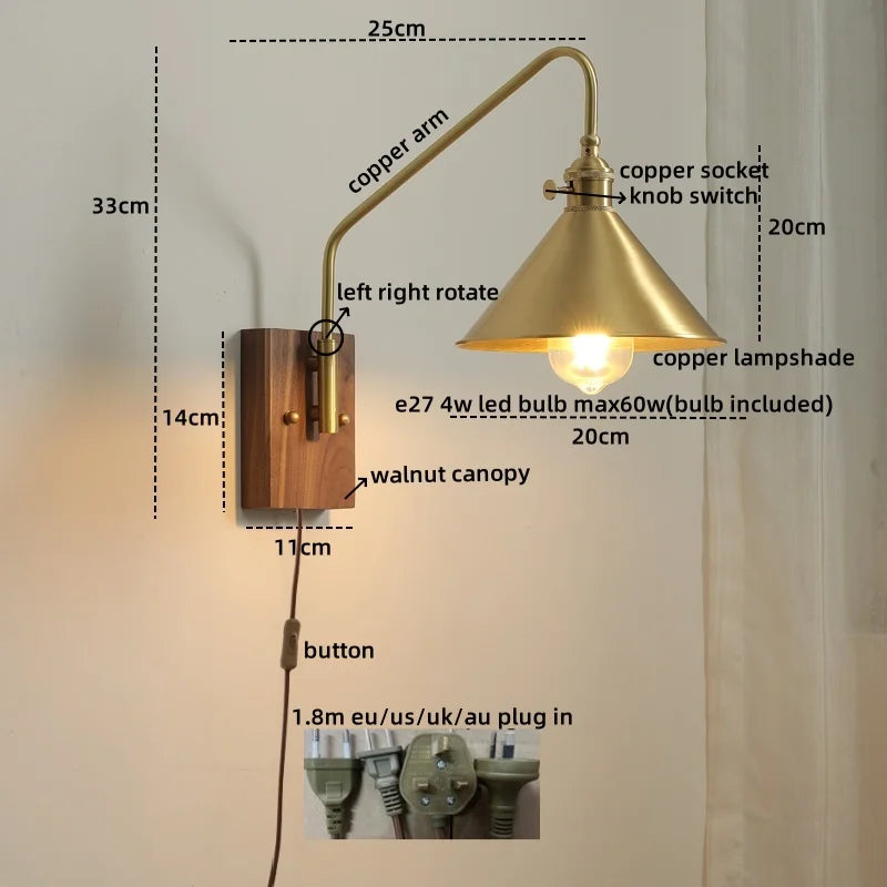 DecorBites™ Glass Copper LED Wall Sconce Modern Stair Light Fixtures