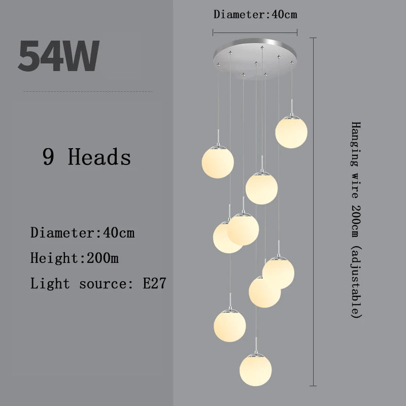 Nordic Glass Staircase Chandelier Pendant Light