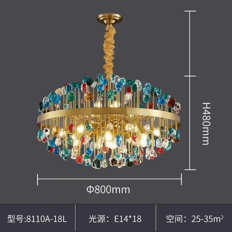 DecorBites™ Colorful Crystal Chandelier LED Dining Room Lighting