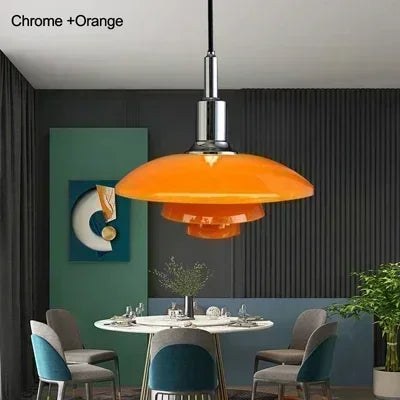 Danish Three-Layer Dish Glass Pendant Light