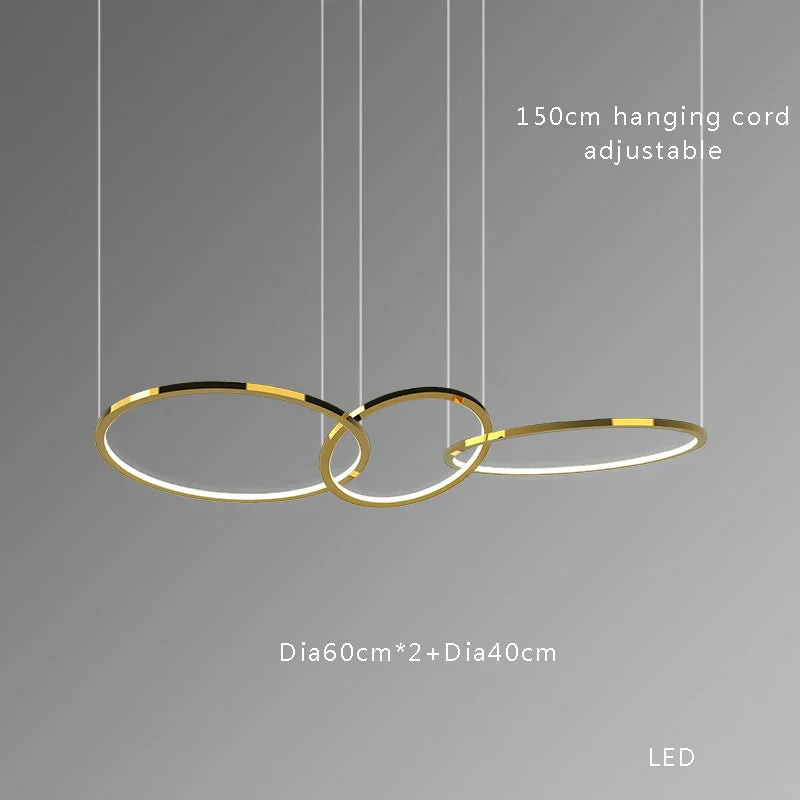 DecorBites™ Gold Stainless Steel Silicone Pendant Lamp - Modern Round LED Lustre