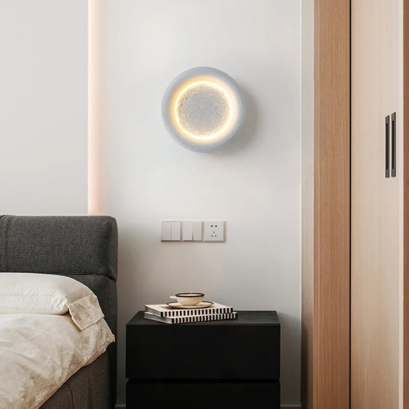 DecorBites™ Gypsum White LED Full Moon Star Wall Lamp for Bedroom Decor