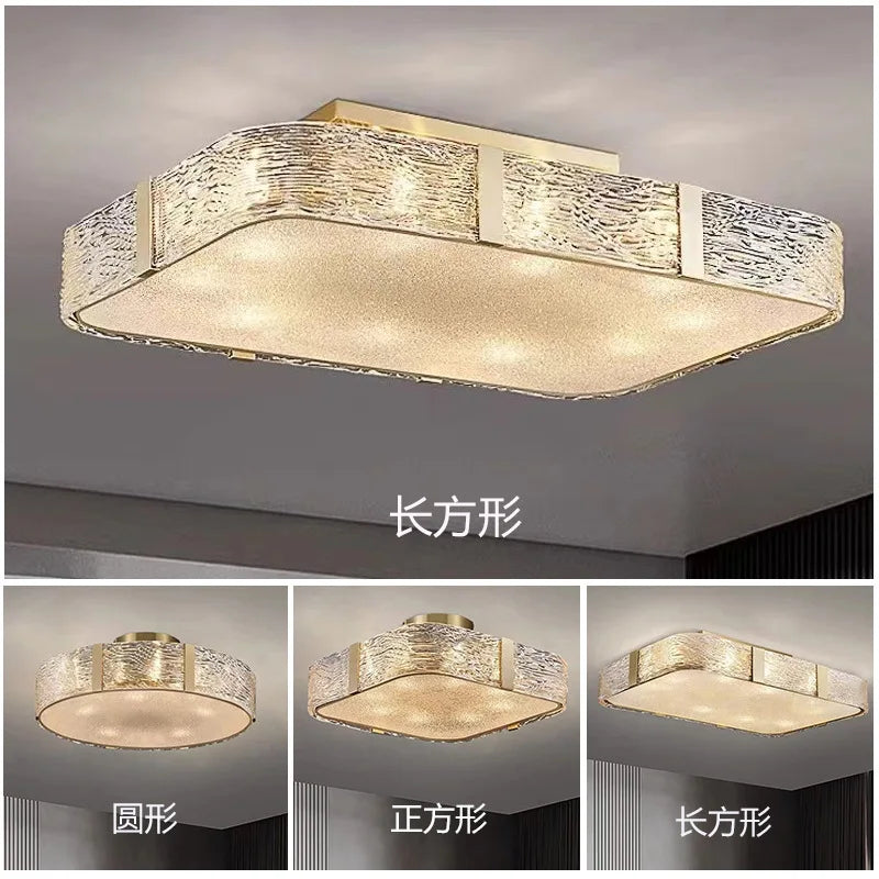 ثريا سقف زجاجية ذهبية DecorBites™ مصباح تعليق LED لديكور المنزل