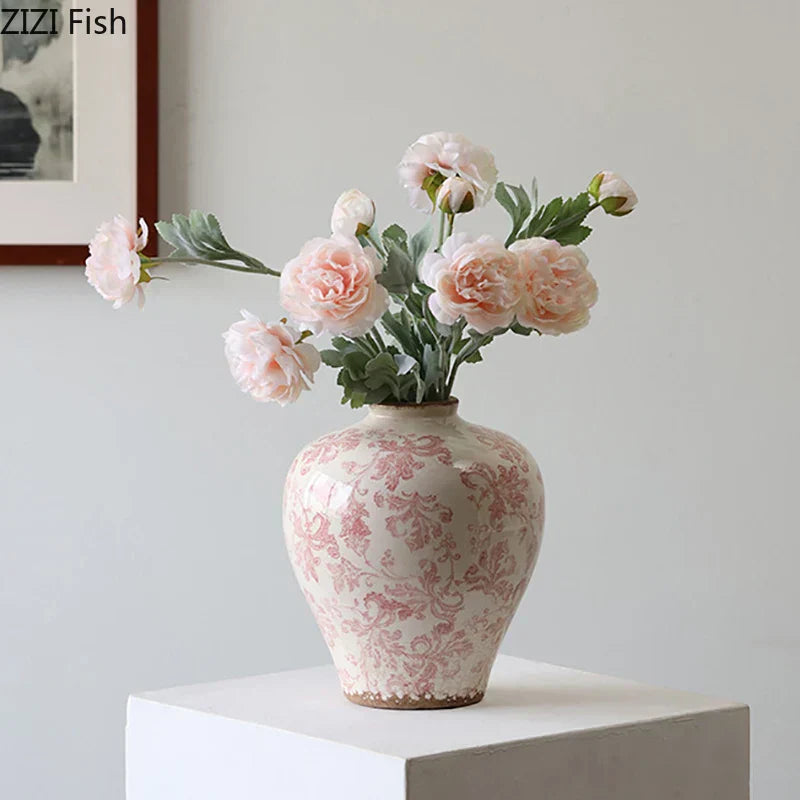 DecorBites™ Cracked Texture Blue & White Porcelain Vase, Table Decor, Flower Arrangement Aesthetic