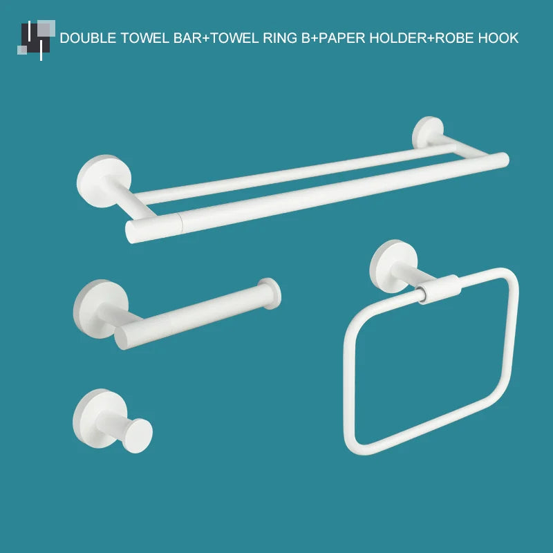 DecorBites™ Bathroom Accessory Set: Towel Rack, Toilet Brush, Paper Holder, Toothbrush Holder, Soap Tray