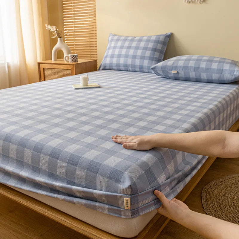 DecorBites™ Coarse Cloth Prue Cotton Queen Fitted Sheet Set with Pillowcases