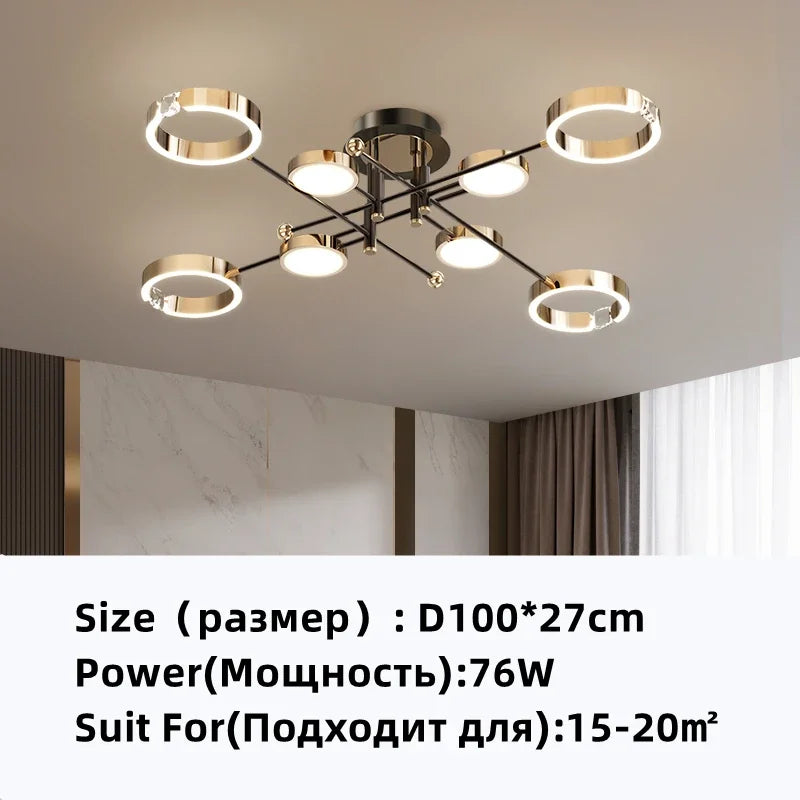 DecorBites™ Gold Plated Luxury Chandelier with Remote Control Crystals for Elegant Living & Bedroom Decor