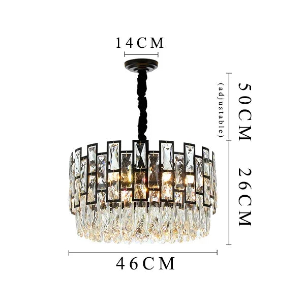 DecorBites™ Black Crystal LED Chandelier for Living Room, Dining Room, Kitchen, Bedroom