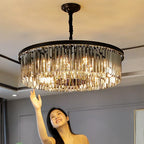 Nordic Crystal Pendant Light in Black or Gold