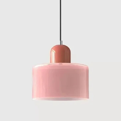 Vintage Stained Glass Mini Pendant Light in Pink Green White