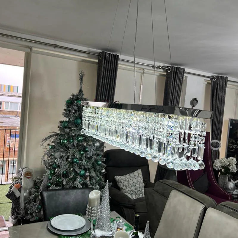 Modern Silver Crystal Chain Pendant Chandelier