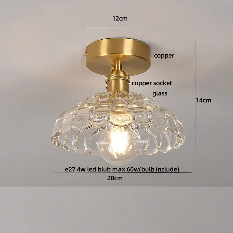 DecorBites™ Amber Ice Crack Glass Wood Ceiling Light - Nordic Modern LED Fixture