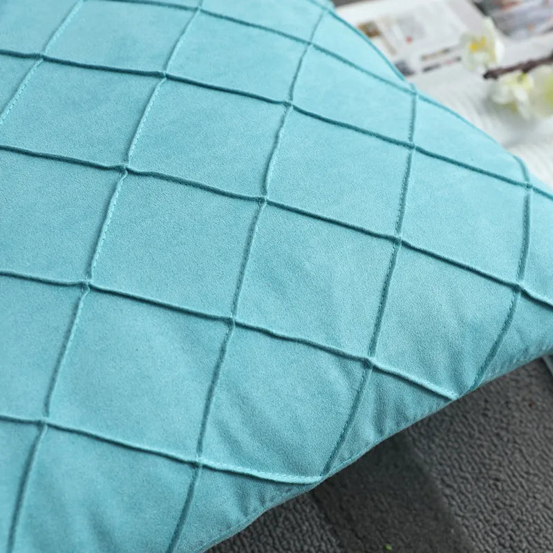 DecorBites™ Embroidered Lattice Cushion Cover Pleat - 45X45CM