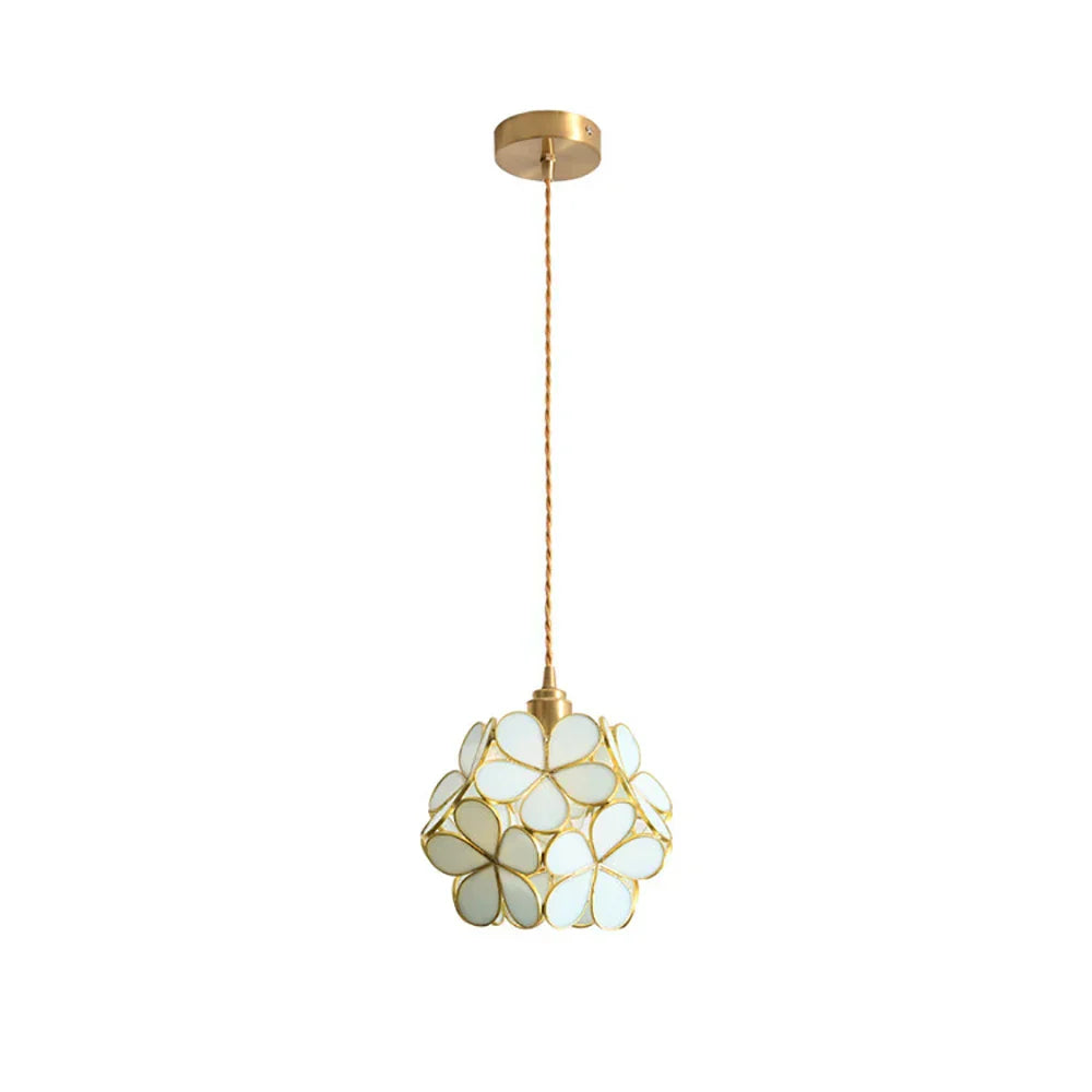 DecorBites™ Glass Petal Pendant Light: Handmade Modern Flower Stained Lamp for Bedroom & Living Room