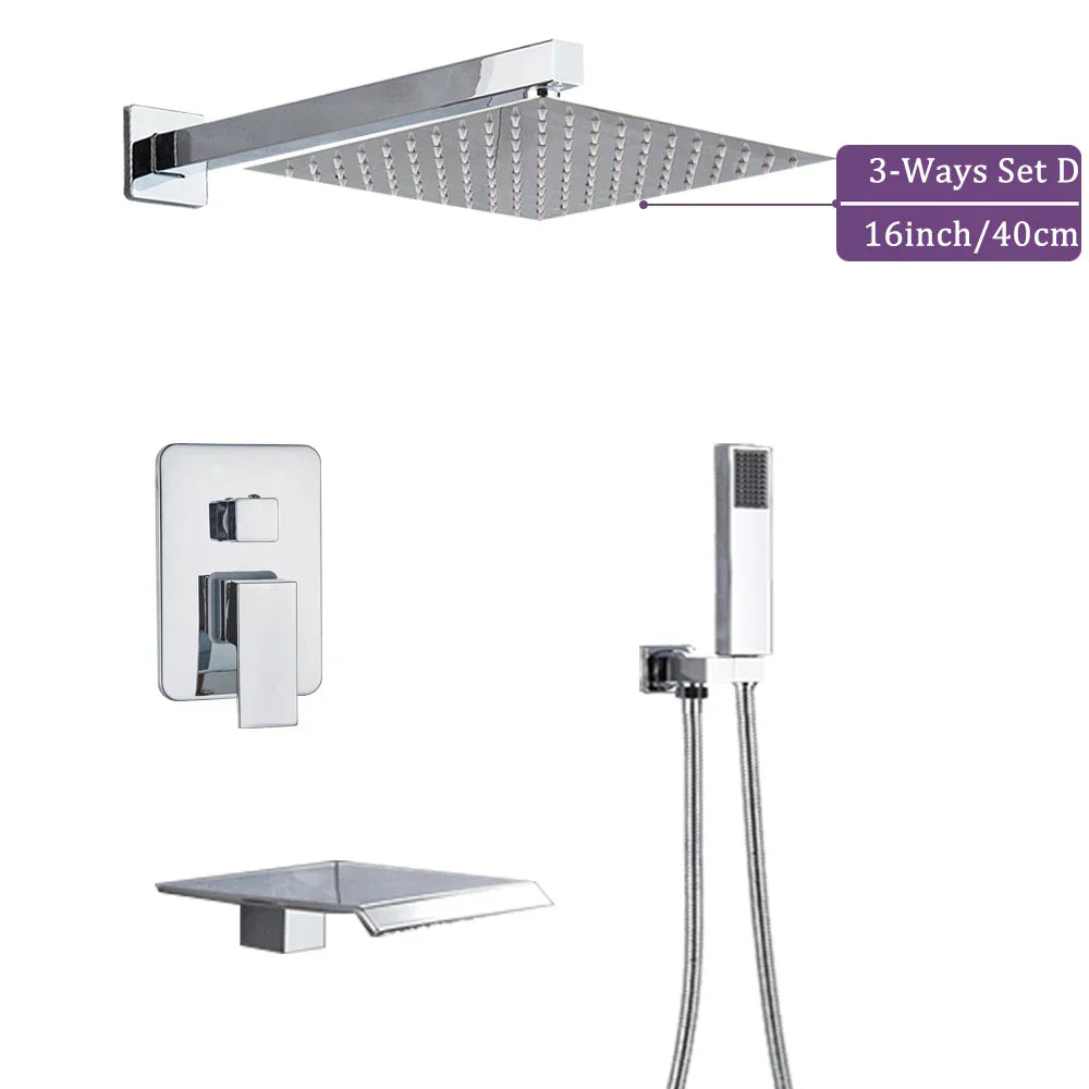 DecorBites™ 16" Big Rain Shower Faucet Set with Handshower & Brass Spout