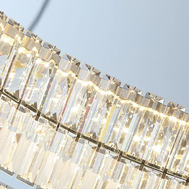 DecorBites™ Gold Crystal Ceiling Light Ring LED - إضاءة منزلية داخلية فاخرة حديثة
