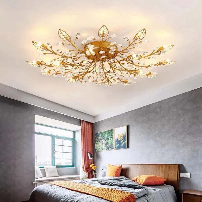 DecorBites™ Crystal Ceiling Chandelier LED Light Fixture for Living Room Bedroom Kitchen