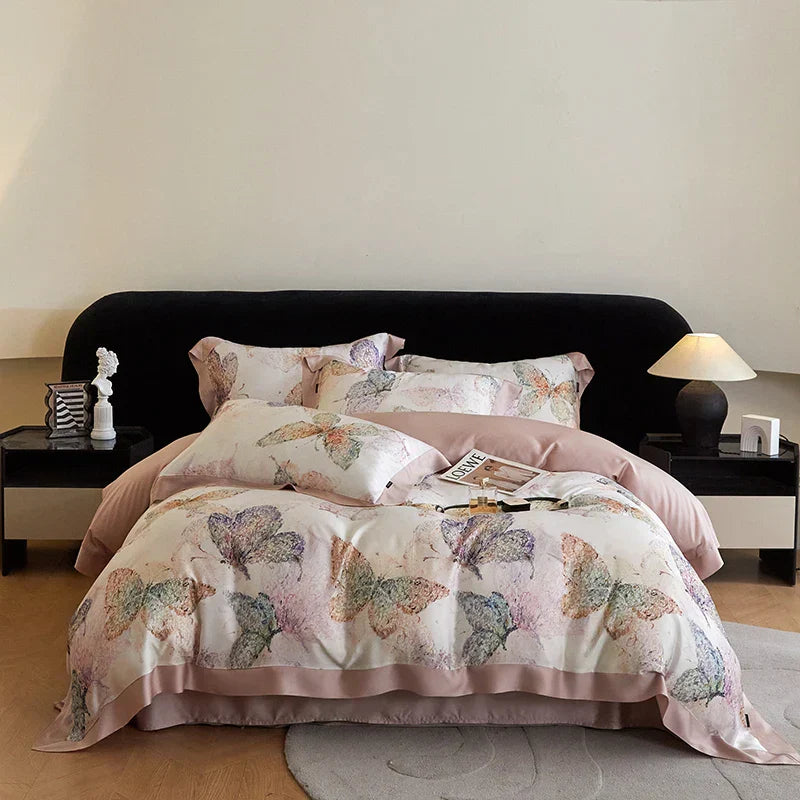 DecorBites™ Eucalyptus Fiber Flowers Print Bedding Set - Soft Silky Cool Feel