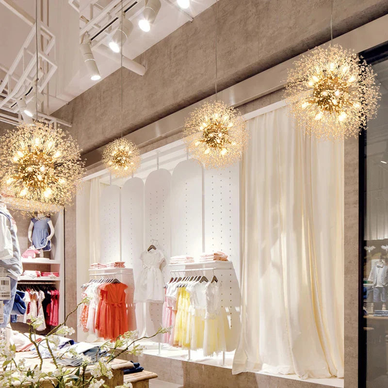 DecorBites™ ثريا الهندباء LED إضاءة كرة كريستال متلألئة للمطاعم وغرف المعيشة
